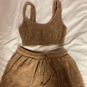 zara tan terry cloth set